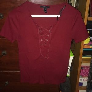 Burgundy top (a bit crop)